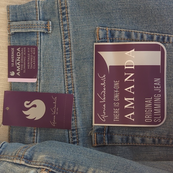 NWT Gloria Vanderbilt Amanda Studded Embroidered Jeans 10 Average Blue Pockets - Picture 11 of 17